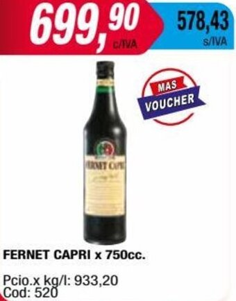 Maxiconsumo FERNET CAPRI x 750cc. oferta