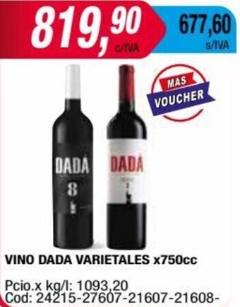 Maxiconsumo VINO DADA VARIETALES X750cc oferta