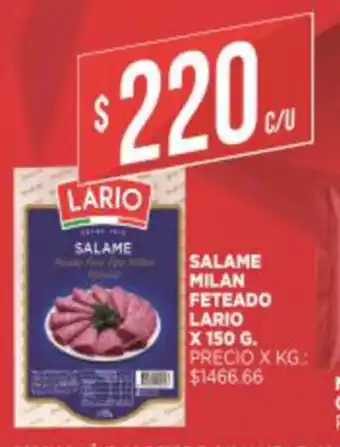Supermercados DIA Lario Salame Milan Feteado x 150g oferta