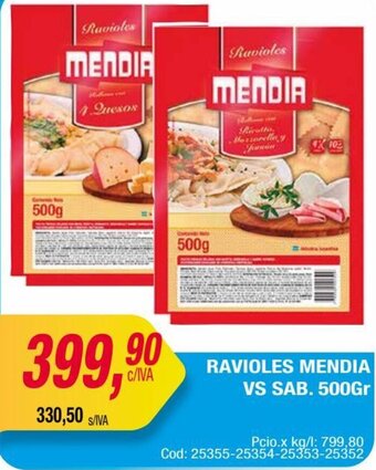 Maxiconsumo RAVIOLES MENDIA VS SAB. 500Gr oferta