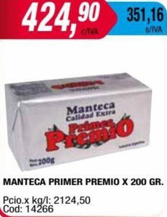 Maxiconsumo MANTECA PRIMER PREMIO X 200 GR. oferta