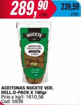 Maxiconsumo ACEITUNAS NUCETE VDE. RELL.D-PACK X 180gr oferta