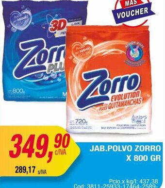Maxiconsumo JAB.POLVO ZORRO X 800 GR oferta
