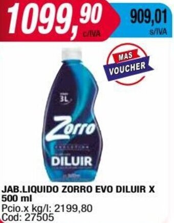 Maxiconsumo JAB.LIQUIDO ZORRO EVO DILUIR X 500 ml oferta