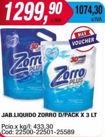 Maxiconsumo JAB.LIQUIDO ZORRO D/PACK X 3 LT oferta