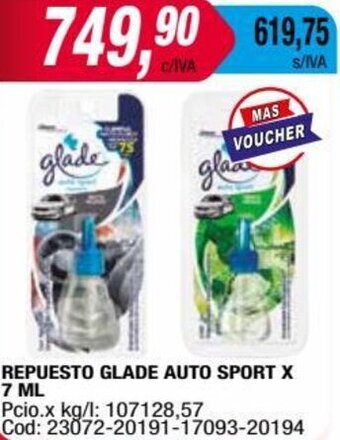 Maxiconsumo REPUESTO GLADE AUTO SPORT X 7 ML oferta