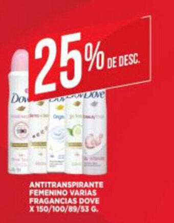 Supermercados DIA Dove Antitranspirante Femenino Varias Fragancias x 150/100/89/53g oferta