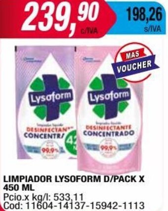 Maxiconsumo LIMPIADOR LYSOFORM D/PACK X 450 ML oferta