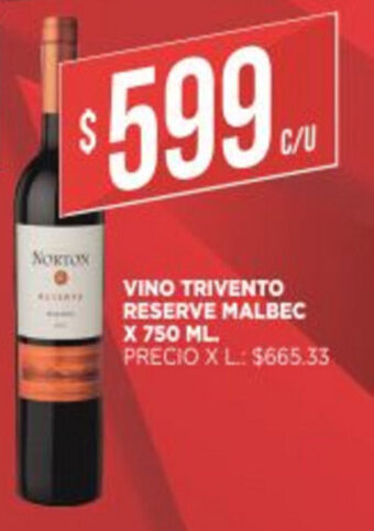 Supermercados DIA Vino Trivento Reserve Malbec x 750 ml oferta