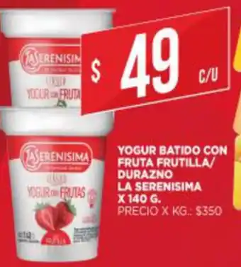 Supermercados DIA La Serenisima Yogur Batido Con Fruta Frutilla/Durazno x 140g oferta