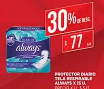 Supermercados DIA Always Protector Diario Tela Respirable x 15u oferta