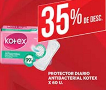 Supermercados DIA Kotex Protector Diario Antibacterial x 60 u oferta