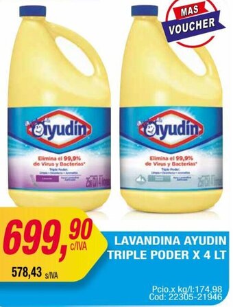 Maxiconsumo LAVANDINA AYUDIN TRIPLE PODER X 4 LT oferta