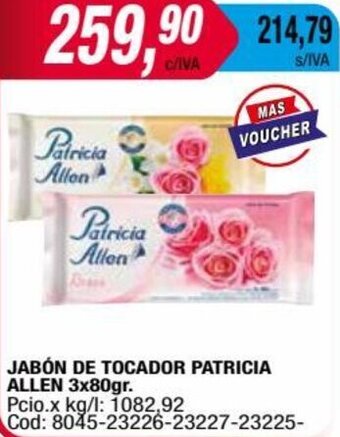 Maxiconsumo JABÓN DE TOCADOR PATRICIA ALLEN 3x80gr. oferta