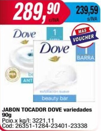 Maxiconsumo JABON TOCADOR DOVE variedades 90g oferta