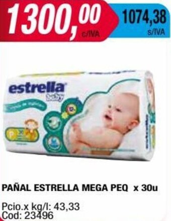 Maxiconsumo PAÑAL ESTRELLA MEGA PEQ x 30u oferta