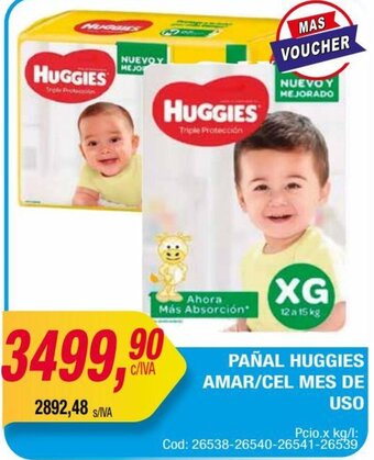 Maxiconsumo PAÑAL HUGGIES AMAR/CEL MES DE USO oferta