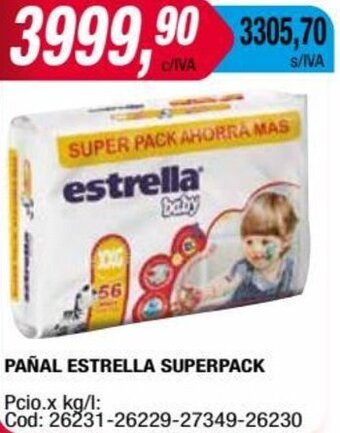 Maxiconsumo PAÑAL ESTRELLA SUPERPACK oferta