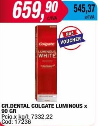 Maxiconsumo CR.DENTAL COLGATE LUMINOUS x 90 GR oferta