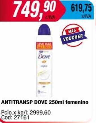 Maxiconsumo ANTITRANSP DOVE 250ml femenino oferta