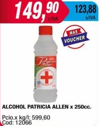 Maxiconsumo ALCOHOL PATRICIA ALLEN x 250cc. oferta