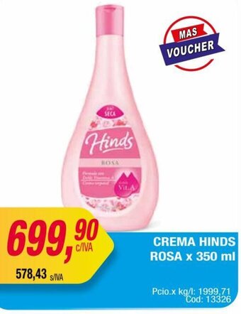 Maxiconsumo CREMA HINDS ROSA x 350 ml oferta