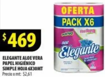 Punto Mayorista ELEGANTE ALOE VERA PAPEL HIGIÉNICO SIMPLE HOJA 6X30MT oferta
