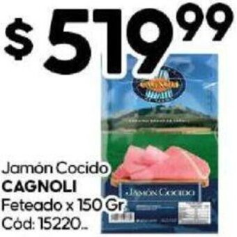 Diarco Jamon Cocido CAGNOLI Feteado x 150 Gr Cód: 15220.. oferta