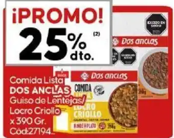 Diarco Comida Lista DOS ANCLAS COMIDA Guiso de Lentejas/ Locro Criollo AUTRO x 390 Gr. Cód:27194. oferta