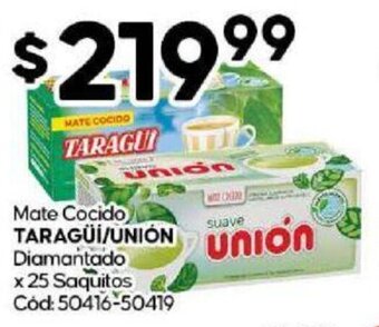 Diarco Mate Cocido TARAGÜI/UNIÓN Diamantado x 25 Saquitos Cód: 50416-50419 oferta