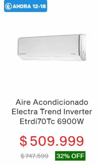 Garbarino Aire Acondicionado Electra Trend Inverter Etrdi70Tc 6900W oferta