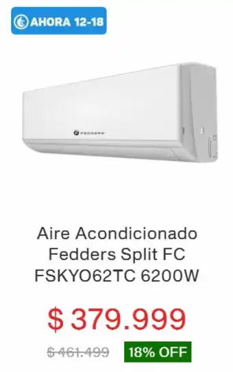 Garbarino Aire Acondicionado Fedders Split FC FSKYO62TC 6200W oferta