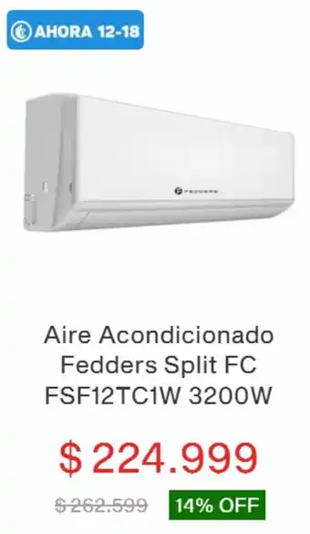 Garbarino Aire Acondicionado Fedders Split FC FSF12TC1W 3200W oferta