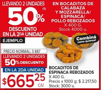 Carrefour Maxi BOCADITOS DE ESPINACA REBOZADOS x 400g oferta