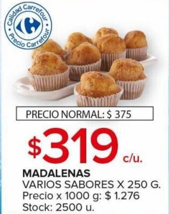 Carrefour Maxi MADALENAS VARIOS SABORES X 250 G. oferta