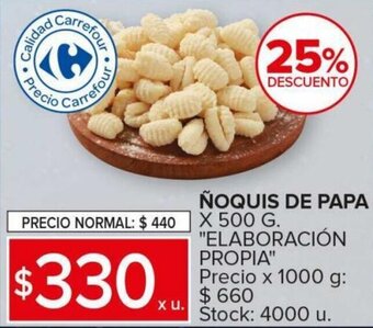 Carrefour Maxi ÑOQUIS DE PAPA X 500 G. "ELABORACIÓN PROPIA" oferta