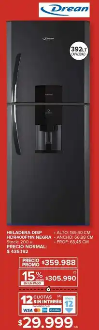 Carrefour Maxi HELADERA DISP HDR400F11N NEGRA oferta