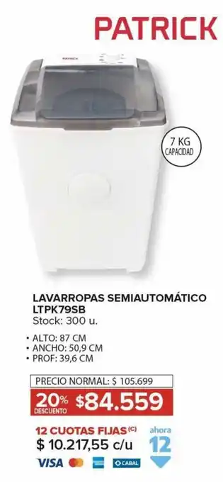 Carrefour Maxi LAVARROPAS SEMIAUTOMÁTICO LTPK79SB oferta