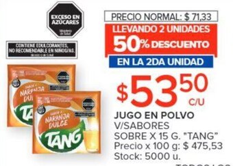 Carrefour JUGO EN POLVO V/SABORES SOBRE X 15 G. "TANG" oferta