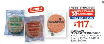 Carrefour MEDALLÓN DE CARNE/CERDO/POLLO X 110 G. SUPERCONGELADO oferta