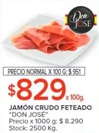 Carrefour JAMÓN CRUDO FETEADO "DON JOSÉ" x 100g oferta