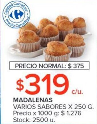 Carrefour MADALENAS VARIOS SABORES X 250 G. oferta