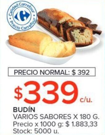 Carrefour BUDÍN VARIOS SABORES X 180 G. oferta