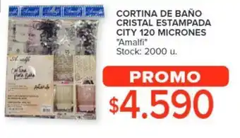 Carrefour CORTINA DE BAÑO CRISTAL ESTAMPADA CITY 120 MICRONES "Amalfi" oferta