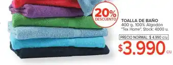 Carrefour TOALLA DE BAÑO 400 g. 100% Algodón "Tex Home" oferta