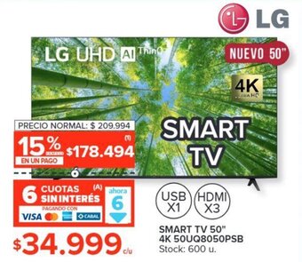 Carrefour LG SMART TV 50" 4K 50UQ8050PSB oferta
