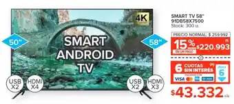 Carrefour SMART TV 58" 91DB58X7500 oferta