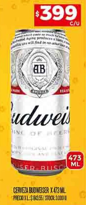 Supermercados DIA CERVEZA BUDWEISER X 473 ML oferta