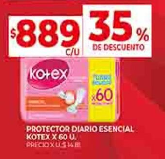 Supermercados DIA PROTECTOR DIARIO ESENCIAL KOTEX X 60 U. oferta