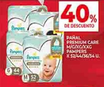 Supermercados DIA PAÑAL PREMIUM CARE M/G/XG/XXG PAMPERS X 52/44/36/34 U. oferta